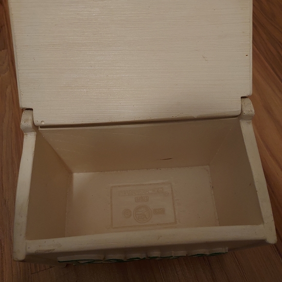 Vintage FTD 1985 Wood Look Resin Pink Yellow Green Flowers Theme Recipe Box USA - Picture 8 of 11